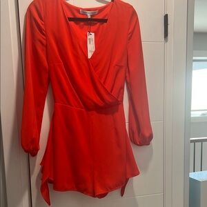 cupcakes & cashmere Vibrant Red Wrap Blouse